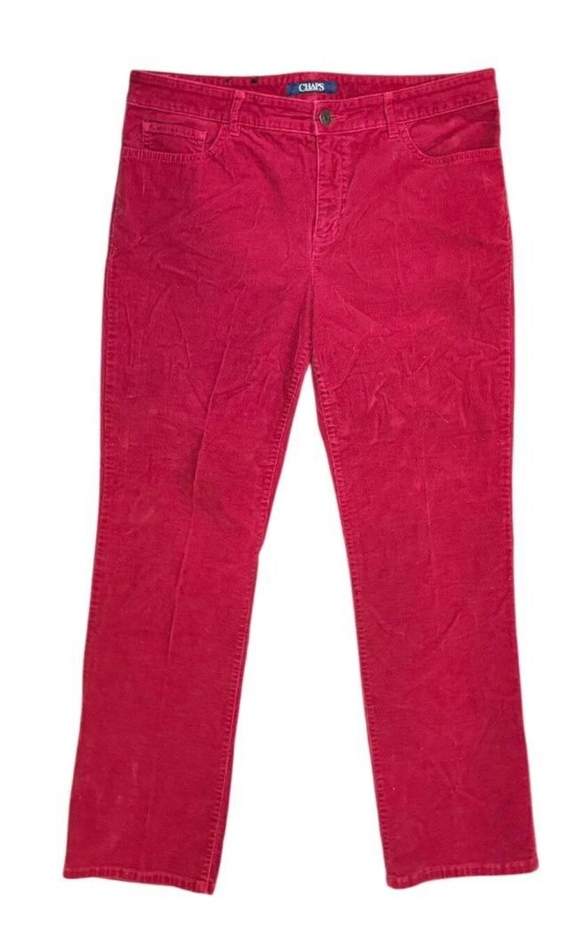 Chaps Women’s Red Corduroy Pants 5-Pocket Straight Leg Pants